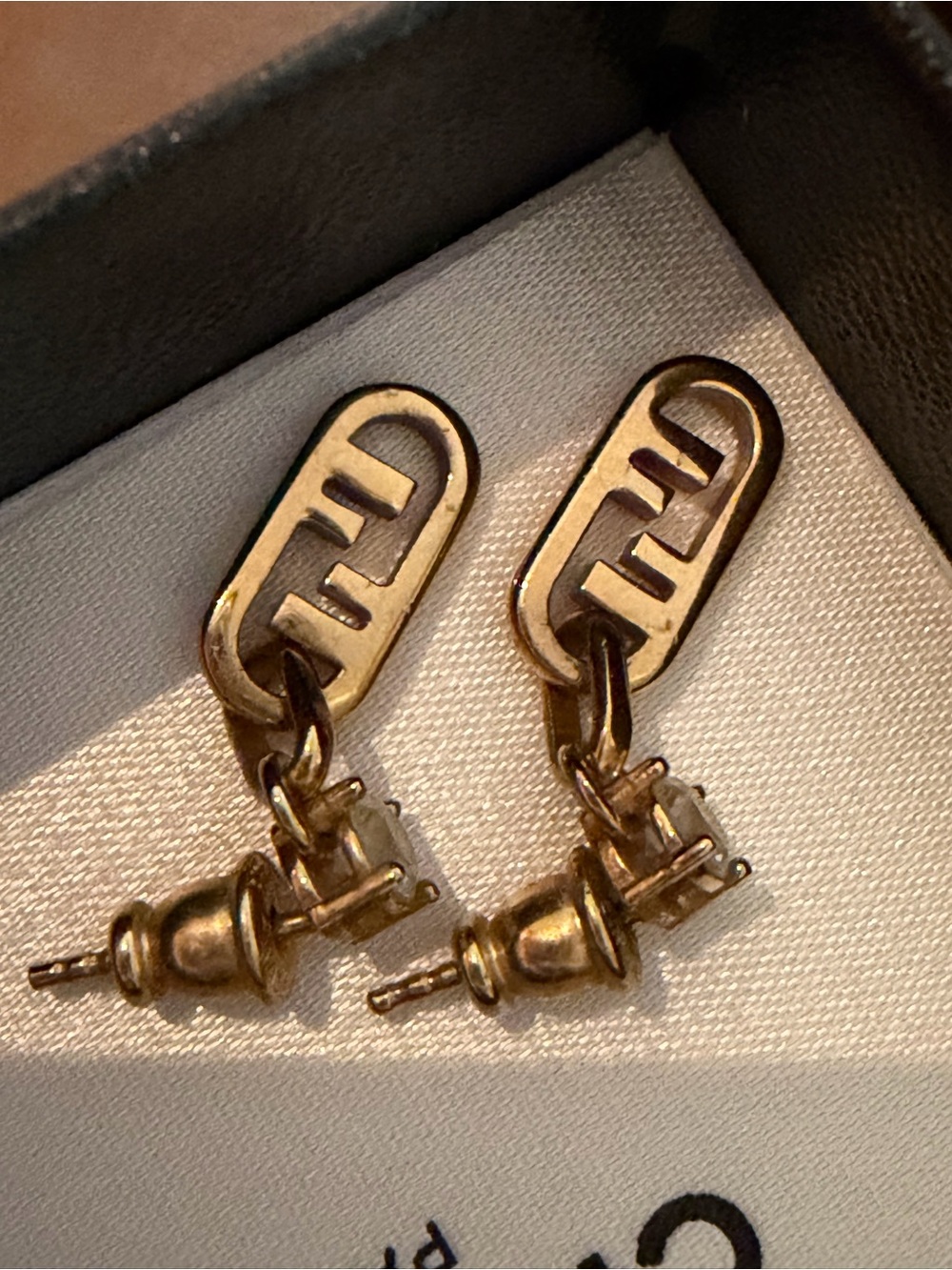 Gold-Tone Fendi Logo Drop Earrings